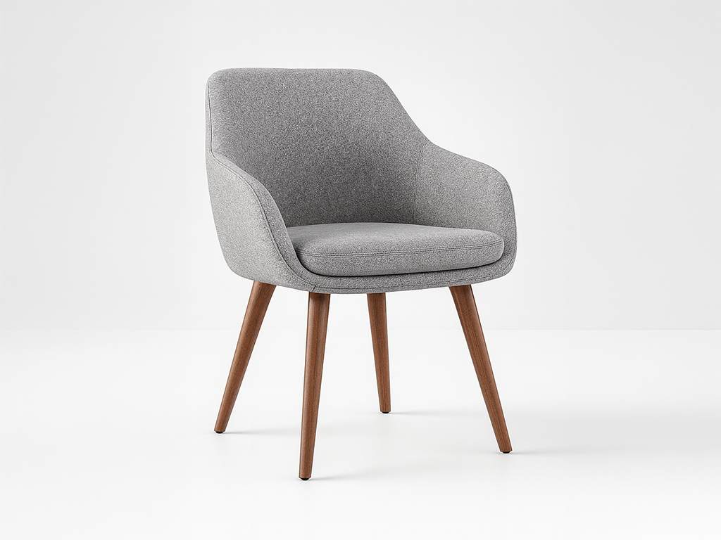 Grey Lounge Chair with Wooden Legs