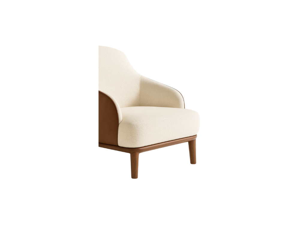Ivory Walnut Lounge Chair