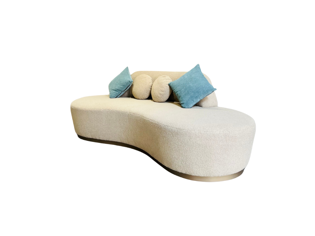 Cream Boucle Kidney Sofa