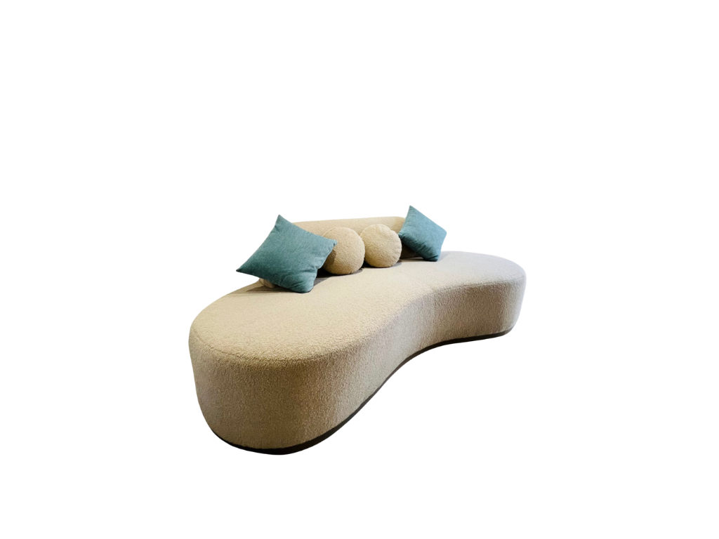 Cream Boucle Kidney Sofa