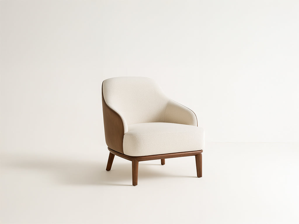 Ivory Walnut Lounge Chair