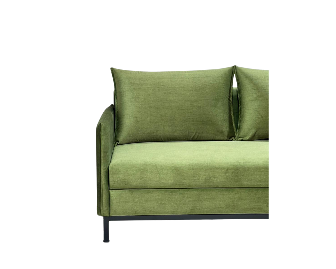 Olive Edge L-Shaped Sofa with Metal Legs