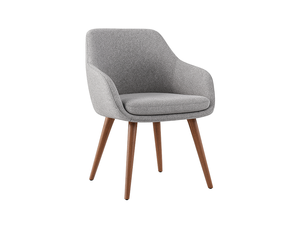Grey Lounge Chair with Wooden Legs