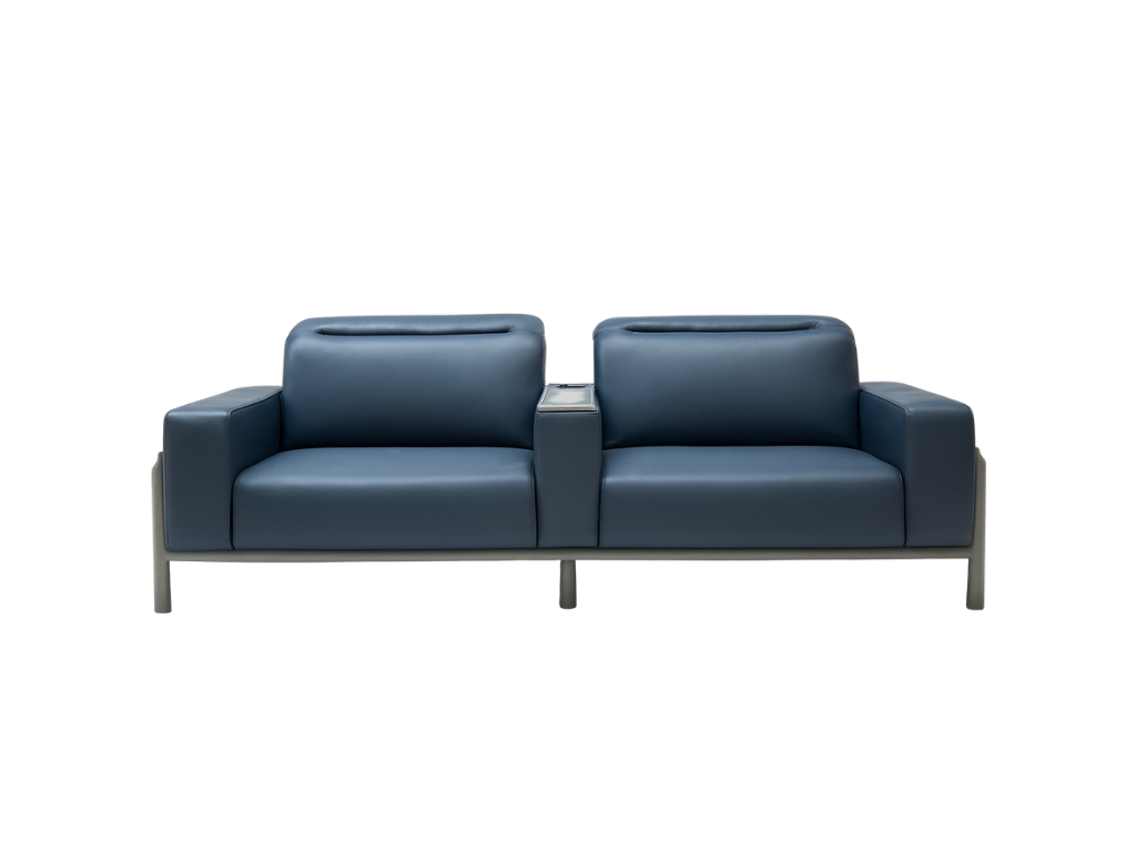Rainer Blue Leather 2-Seater Sofa
