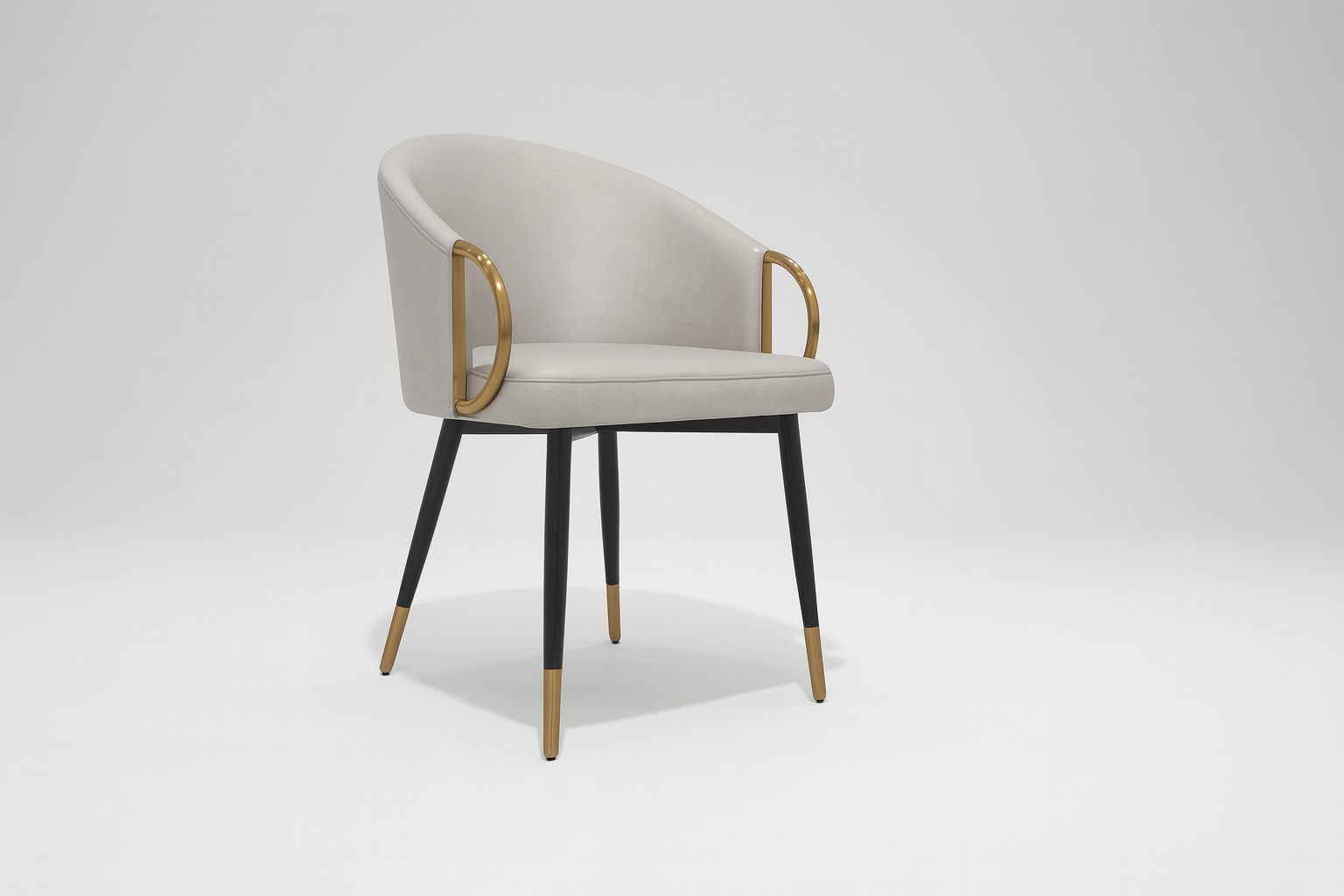 Gold-Trim Grey Lounge Chair