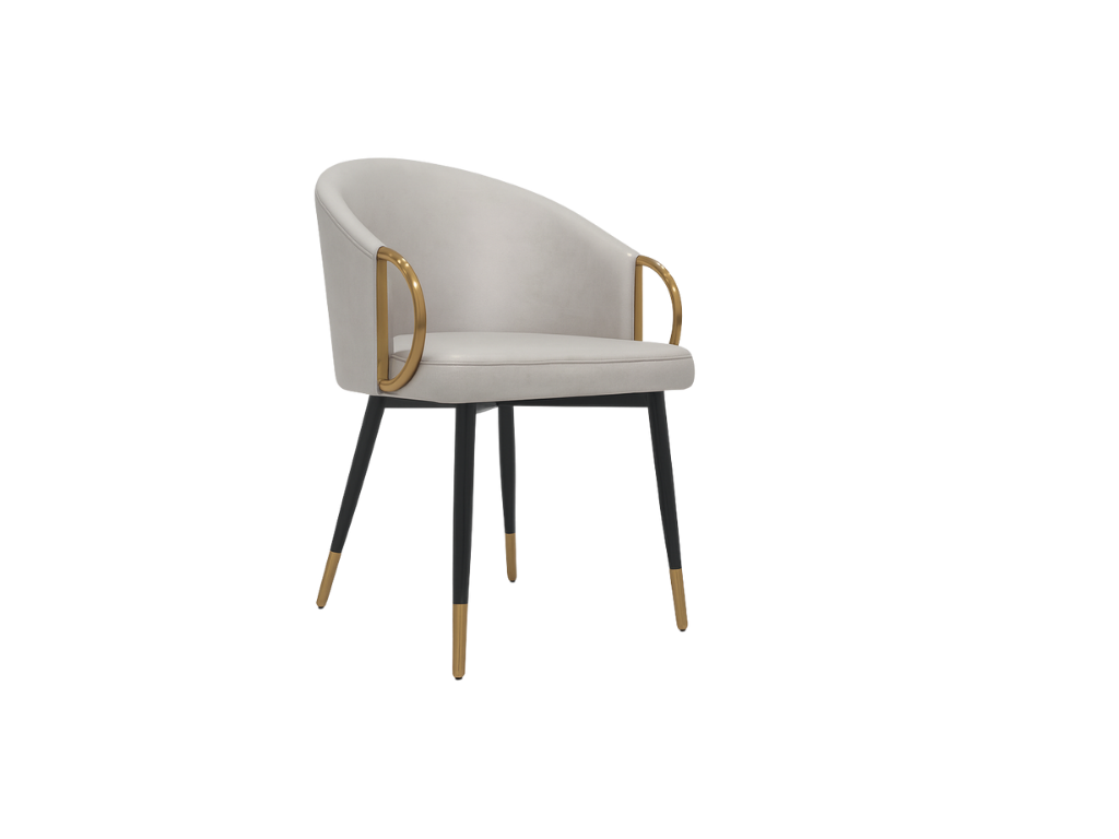 Gold-Trim Grey Lounge Chair