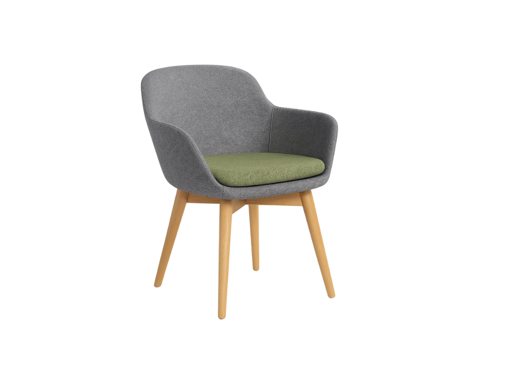 Grey Armchair with Green Cushion