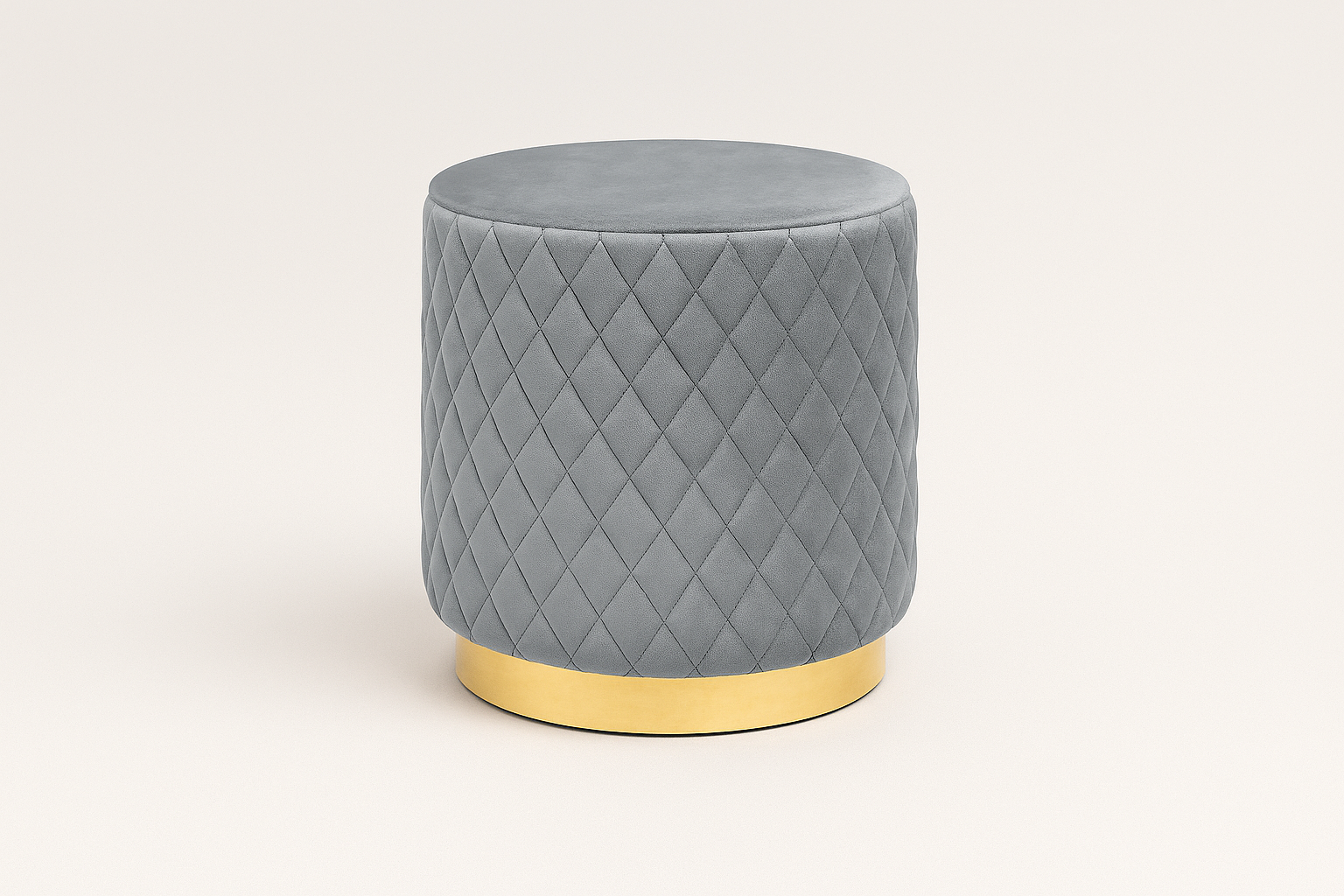Quilted Grey Pouffe