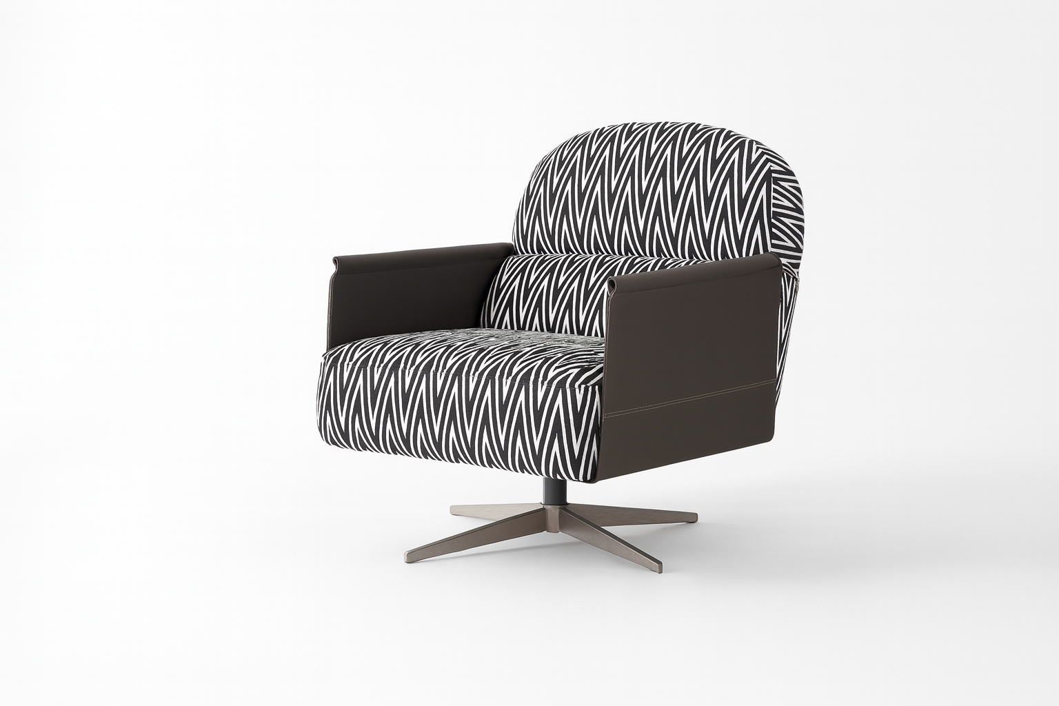 Modern Zigzag Pattern Swivel Chair