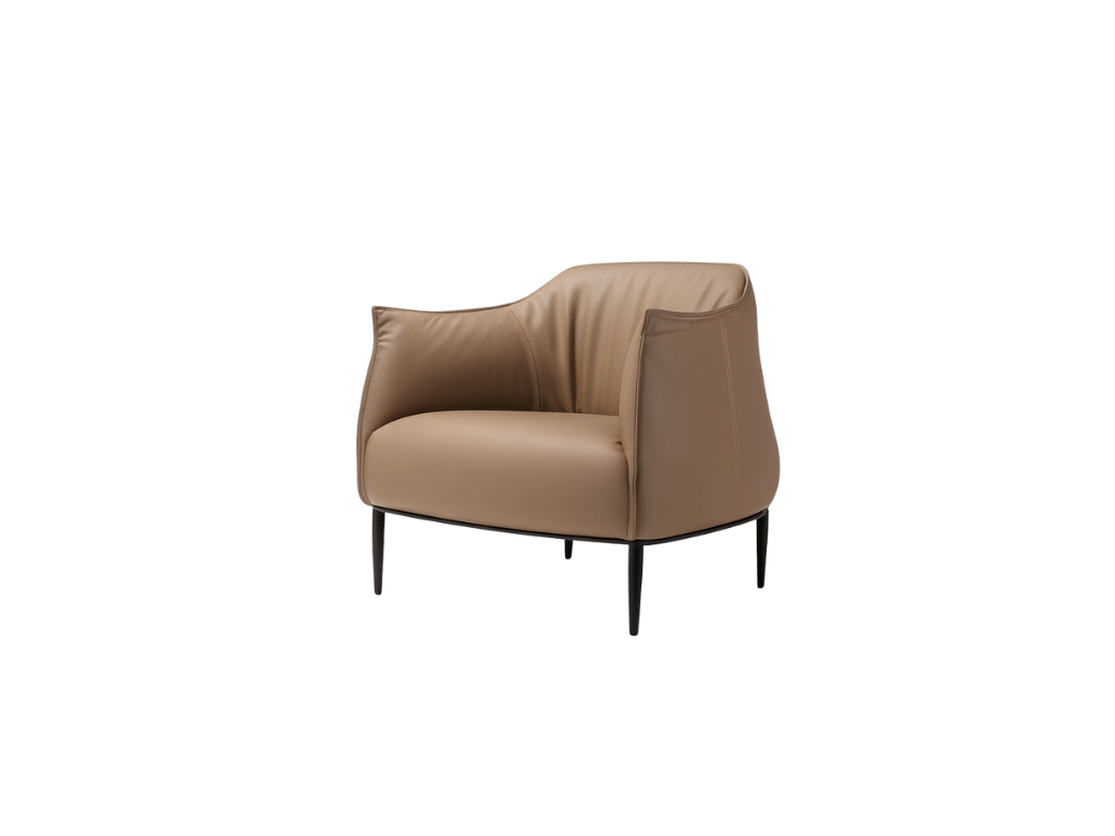 Contemporary Taupe Leather Accent Chair