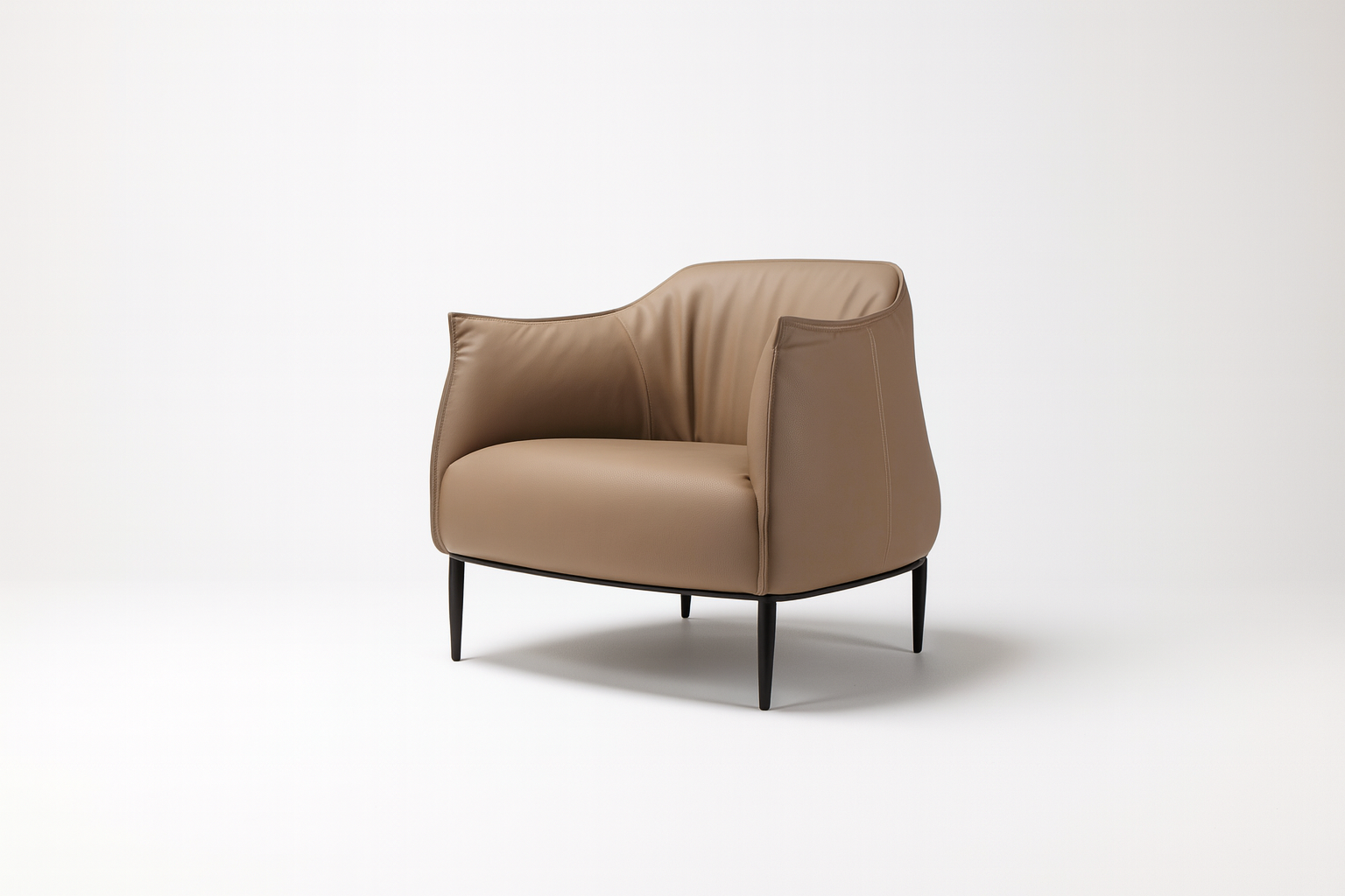 Contemporary Taupe Leather Accent Chair