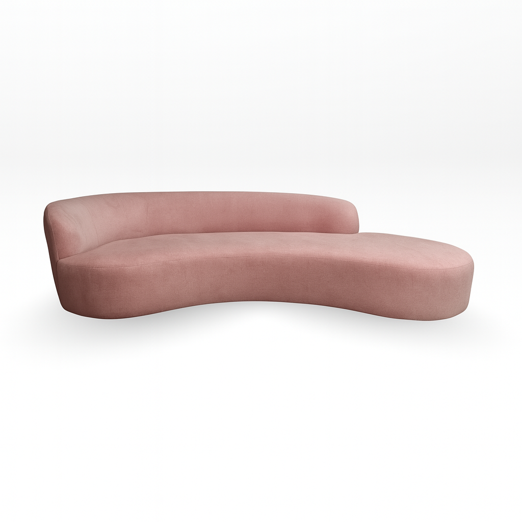 Aurelia Curved Blush Sofa – Designer Wave Shape Sofa