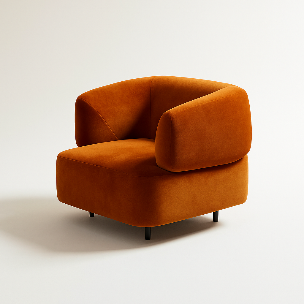 Rust Velvet Modular Lounge Chair